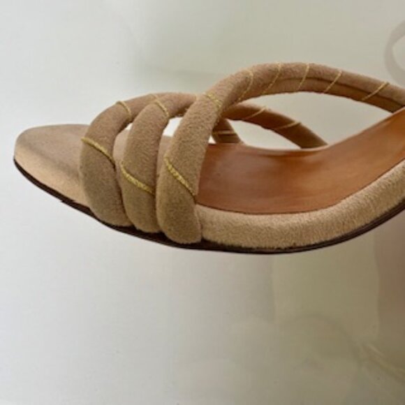 SEZANE High Lison Sandals Blush Suede w/ Gold Details FR39 - Picture 9 of 13